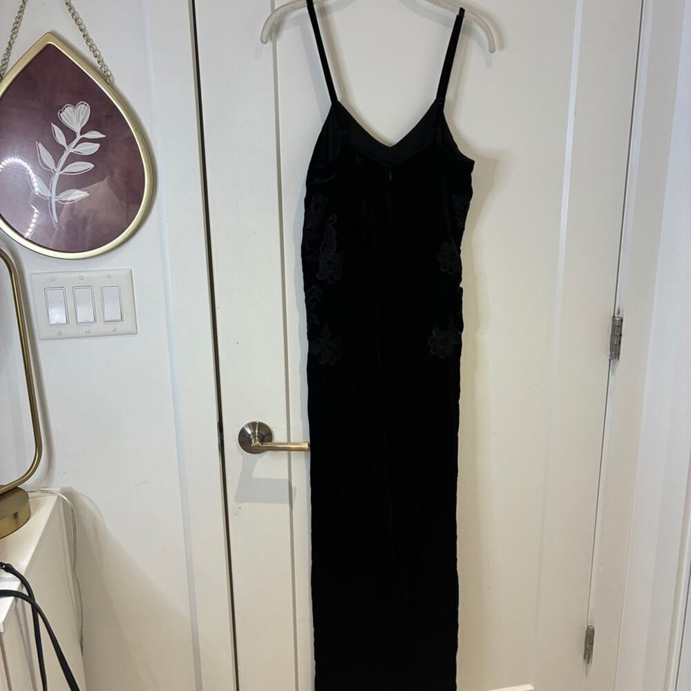 Sandro Black Emilia Velvet Embroidered Jumpsuit Sz XS (FR36) - Picture 7 of 15